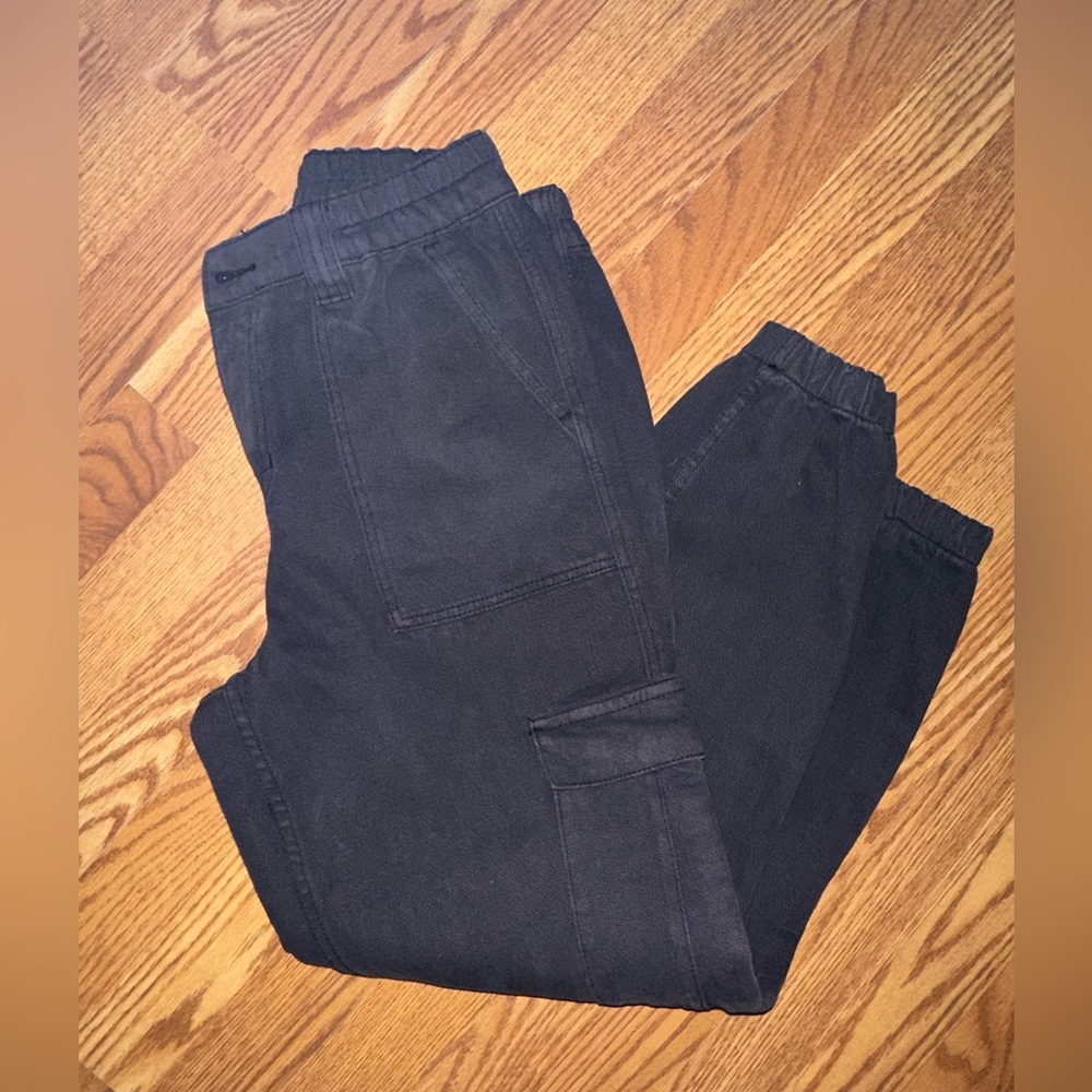 Black wash jean cargo joggers